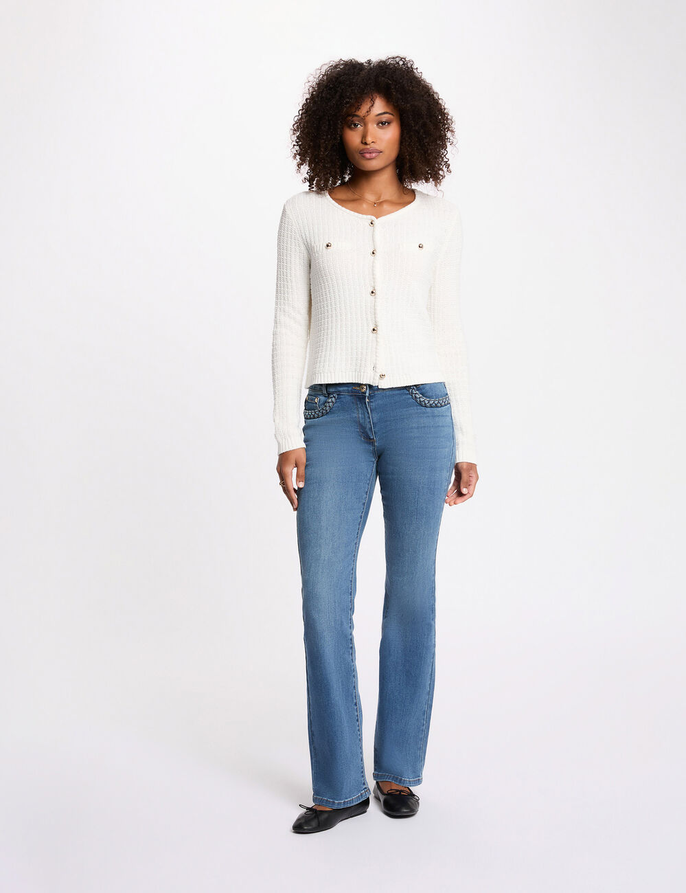 Gilet ajust&eacute; boutonn&eacute; blanc femme