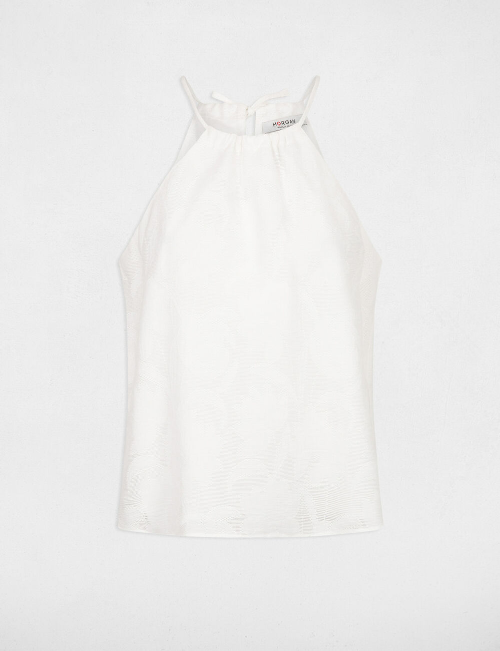 Top encolure américaine ecru femme