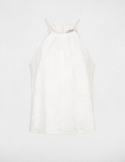 Top encolure américaine ecru femme