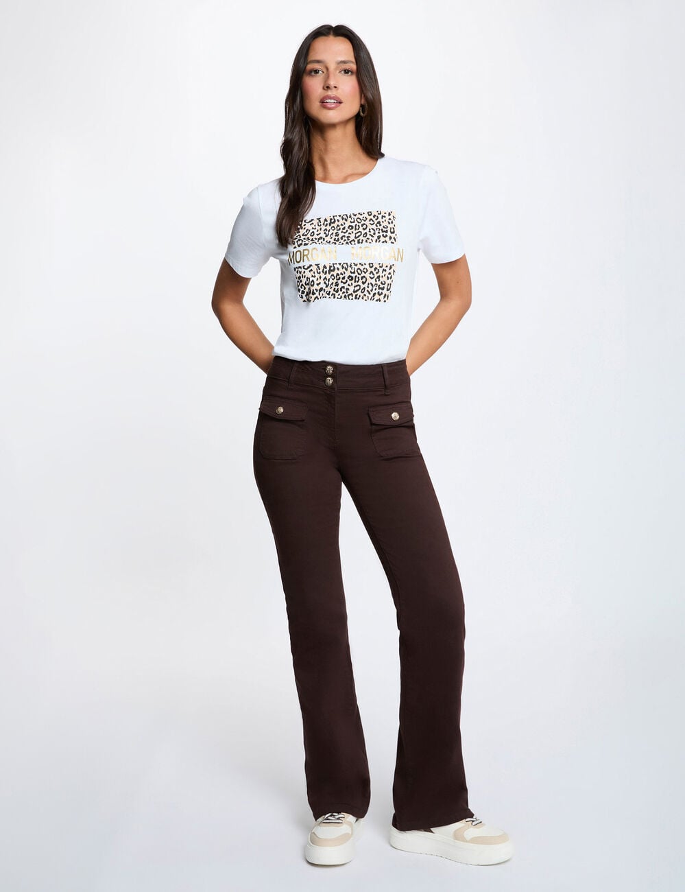 Bootcut broek donker bruin vrouw