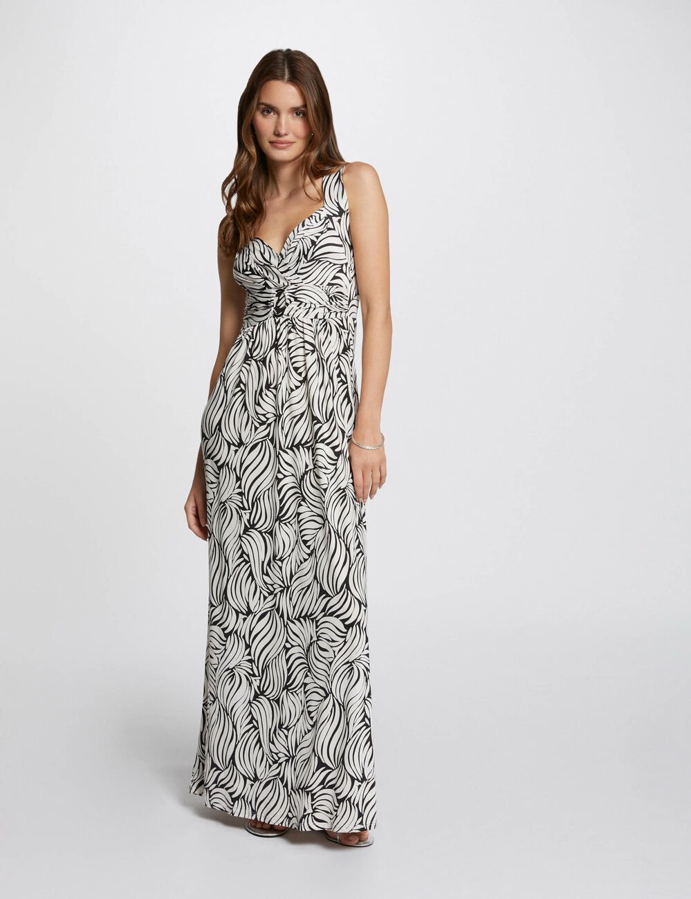 Lange rechte jurk met print meerkleurig vrouw