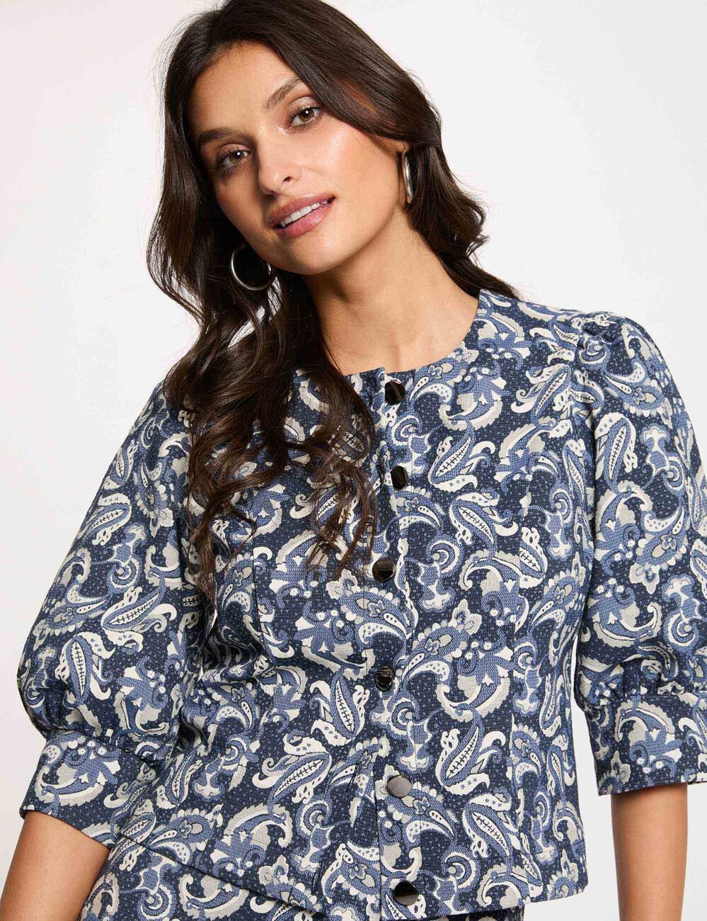 Jas met pofmouwen bleu vrouw