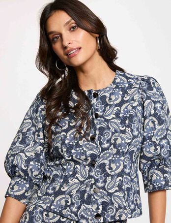 Jas met pofmouwen bleu vrouw