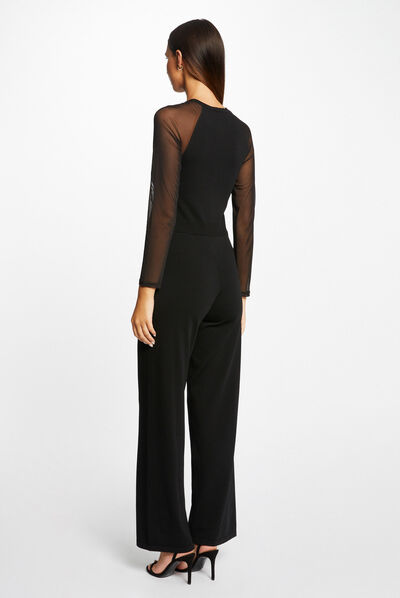 Getailleerde gebreide jumpsuit zwart vrouw