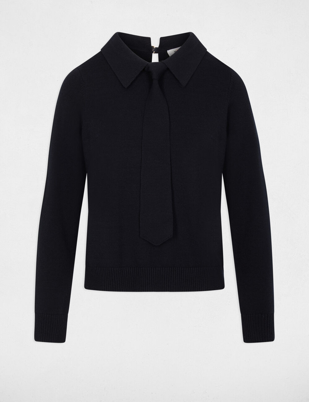 Pull col &agrave; revers bleu marine femme