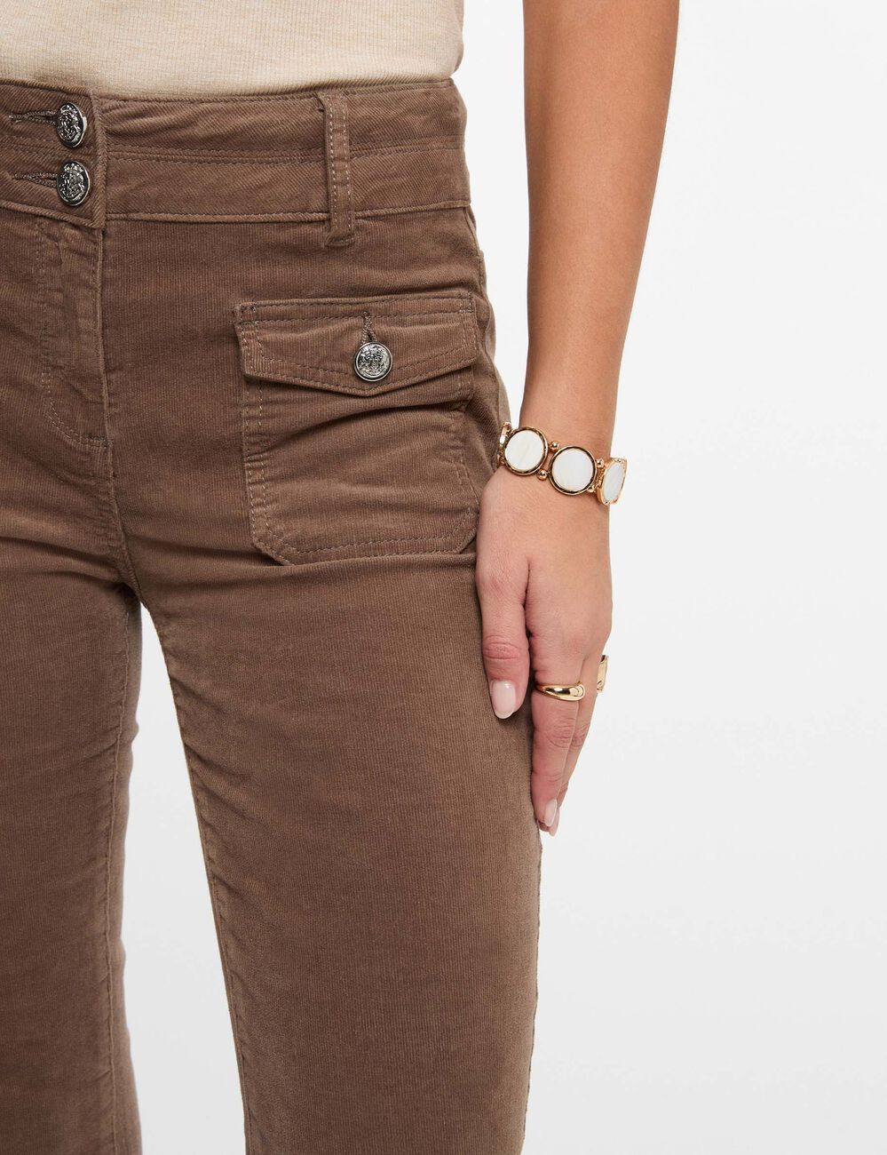 Broek van corduroy brons vrouw