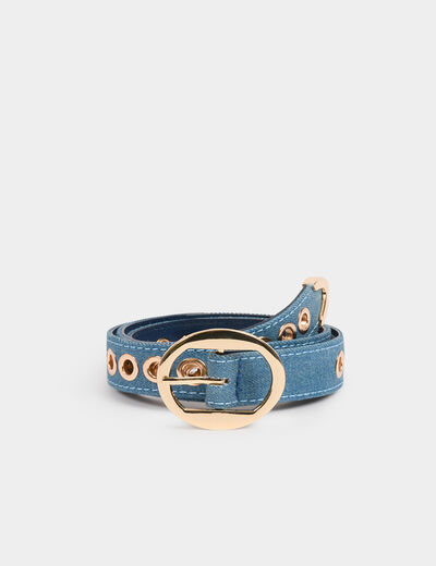 Jeans riem met oogjes stone washed denim vrouw