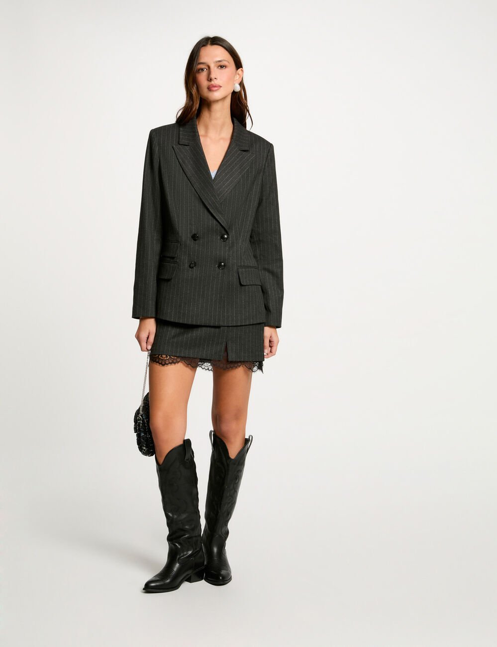 Gestreepte blazer donkergrijs vrouw