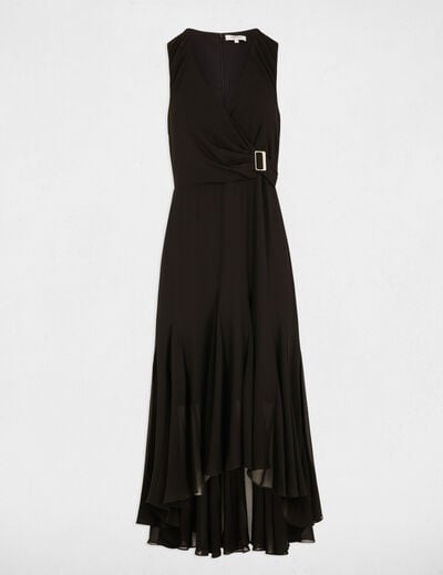 Robe midi droite fluide noir femme