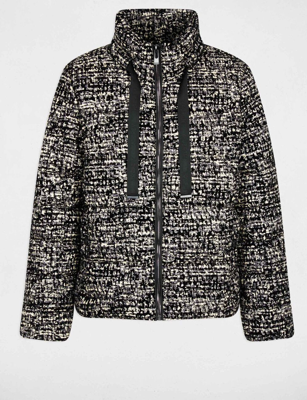 Doudoune tweed col montant multicolore femme