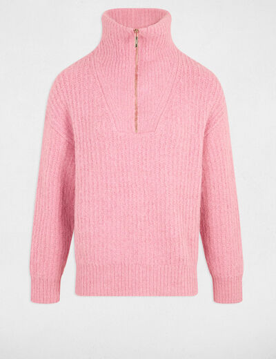 trui met truckerkraag oud roze vrouw Trui met truckerkraag oud roze vrouw