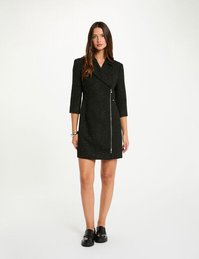 Robe courte tweed noir femme