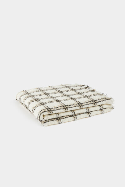 Écharpe à carreaux beige femme