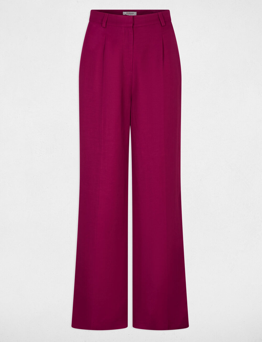 Pantalon large taille haute prune femme