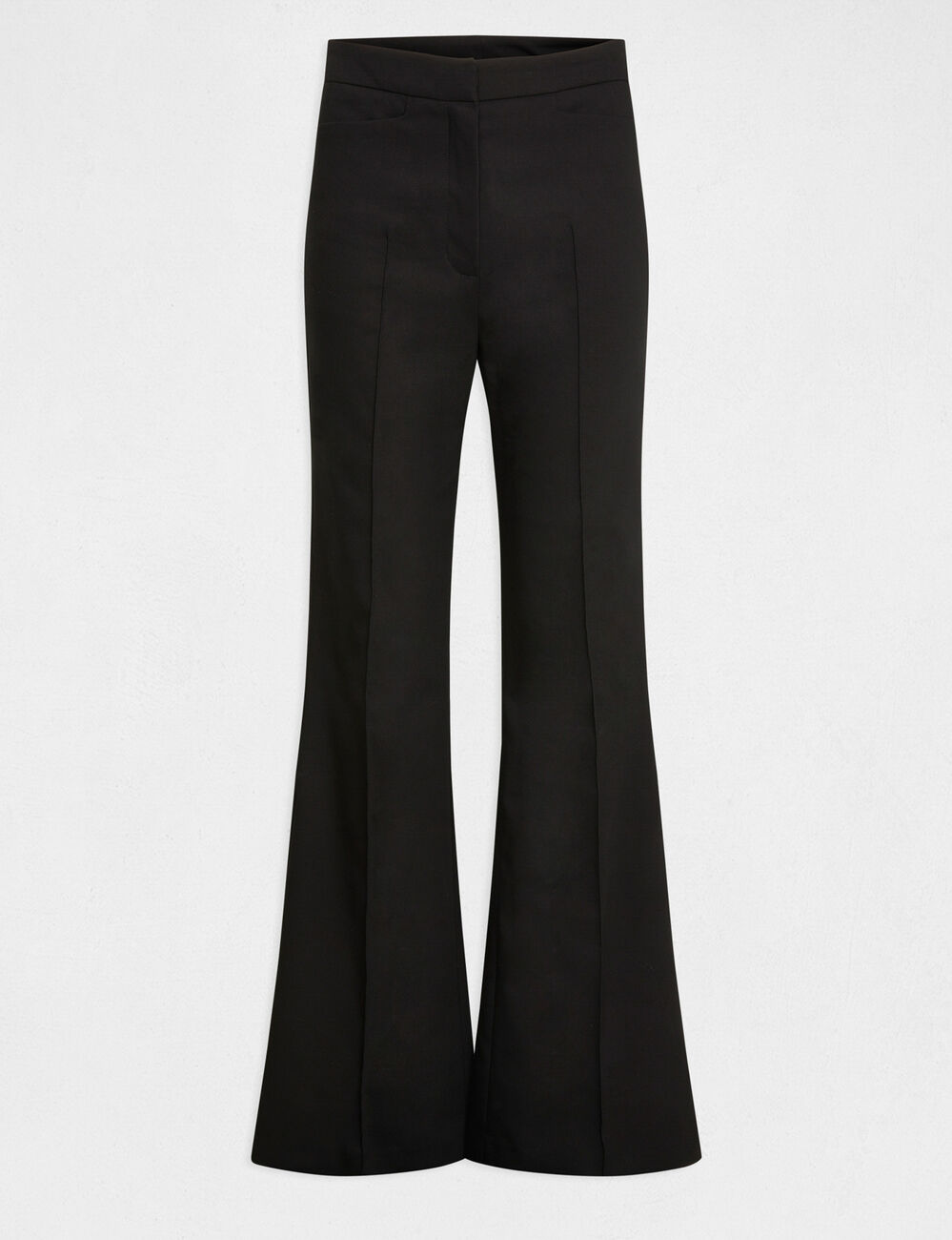 City flare broek met figuurnaden zwart vrouw