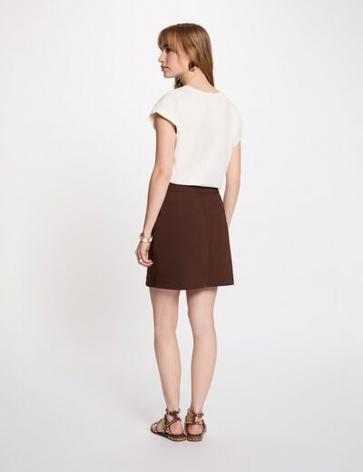 T-shirt met gezichtsborduursel helder wit vrouw