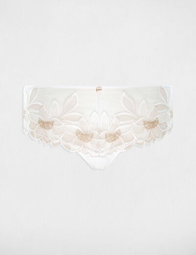Shorty en dentelle ivoire femme