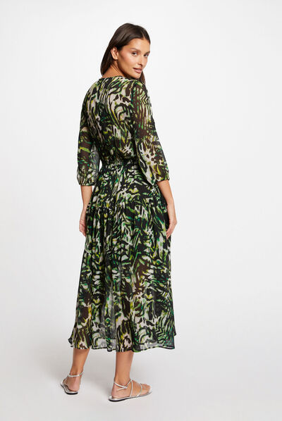 Lange soepele jurk met print meerkleurig vrouw