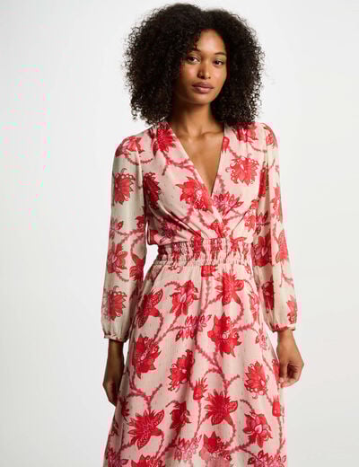 Robe évasée imprimée multicolore femme