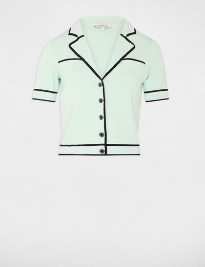 Gilet manches courtes vert clair femme