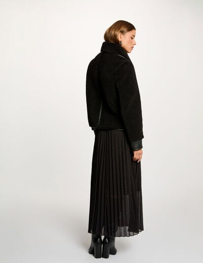 Manteau court col tailleur noir femme