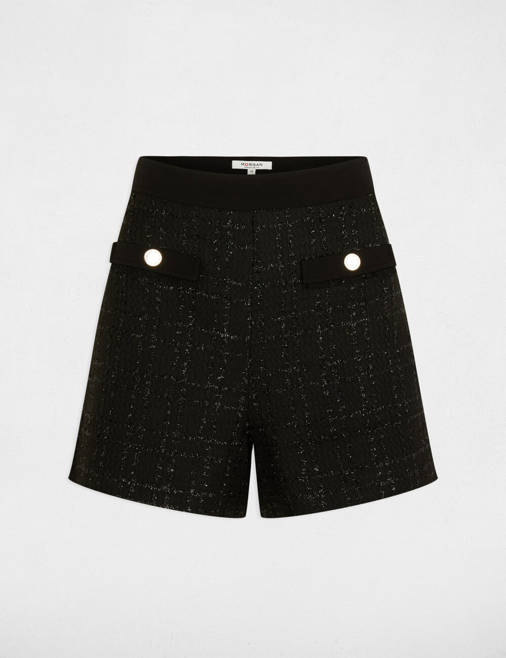 Nauwsluitende tweed short zwart vrouw