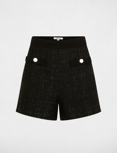 Nauwsluitende tweed short zwart vrouw