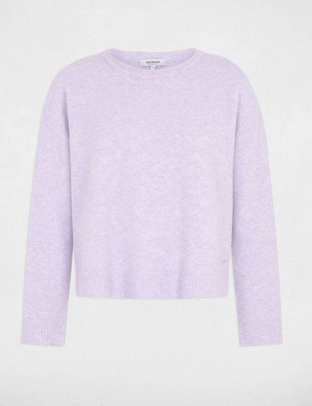 Pull col rond parme femme