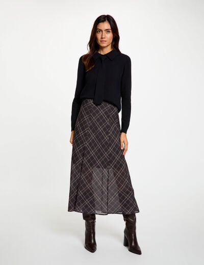 Jupe midi taille haute multicolore femme