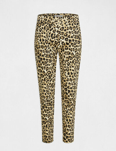 Pantalon cigarette imprimé léopard multico femme