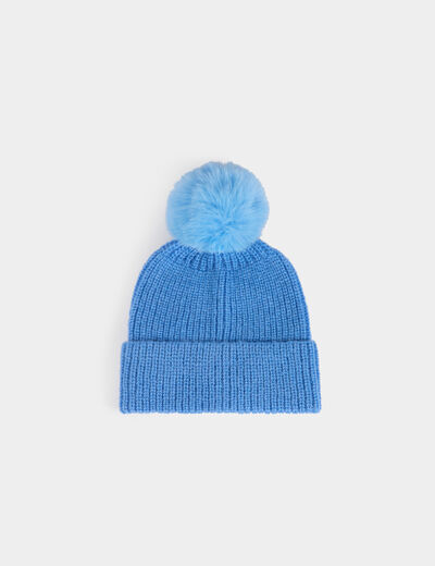 Muts met pompon bleu vrouw