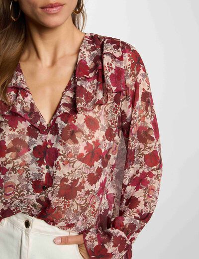 Voile blouse met v-hals meerkleurig vrouw
