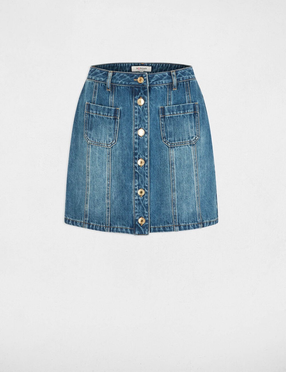 Jupe courte ajust&eacute;e denim stone femme