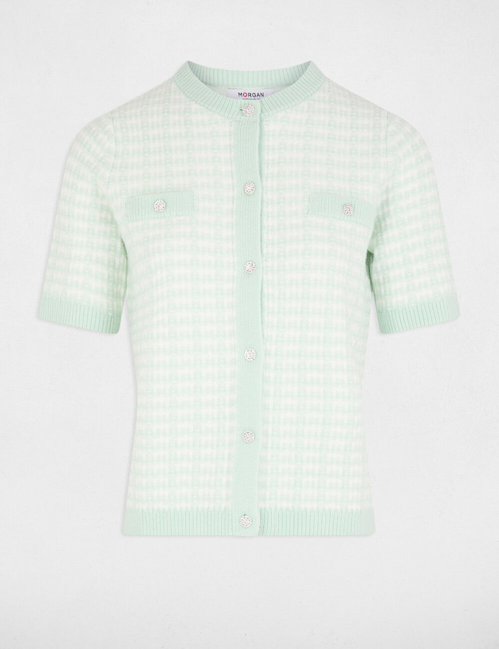 Vest met korte mouwen en print lichtgroen vrouw