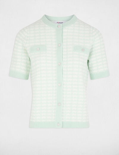Vest met korte mouwen en print lichtgroen vrouw