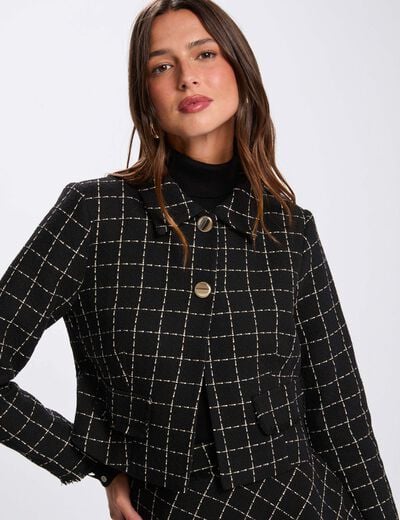 Veste courte ajustée noir femme