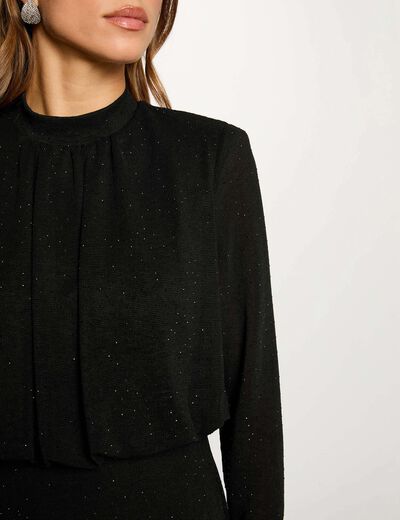 Robe maille brillante noir femme