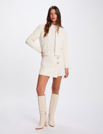 Jupe courte ajust&eacute;e ivoire femme