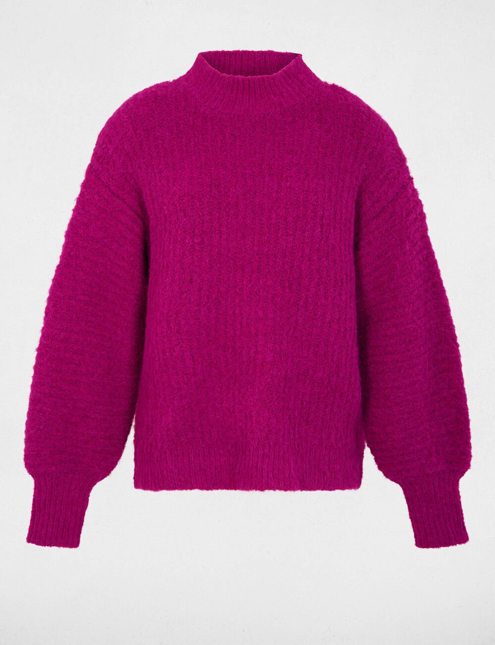 Pull oversize col montant violet femme