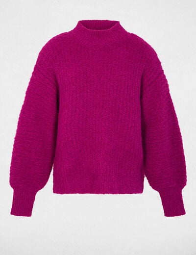Pull oversize col montant violet femme