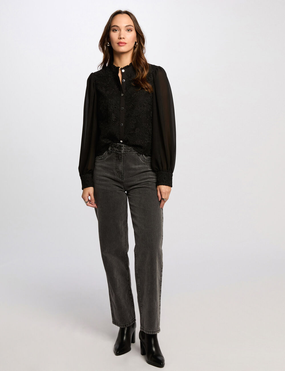 Lange mouwen blouse zwart vrouw