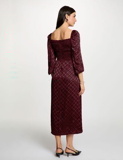 Robe satin&eacute;e manches bouffantes multicolore femme