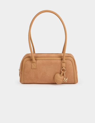 Sac baguette su&eacute;dine beige femme