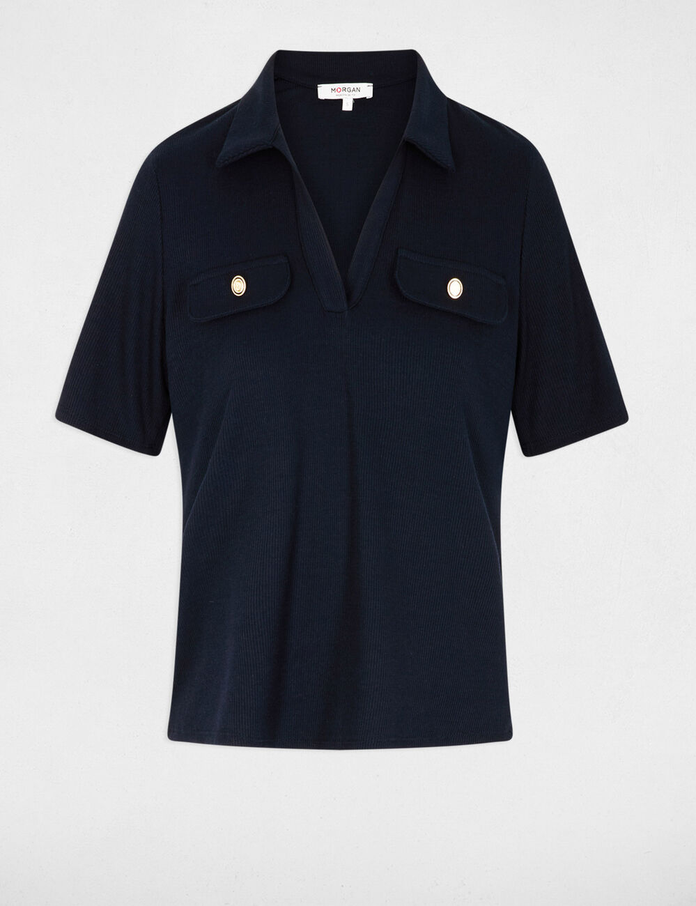 T-shirt manches courtes bleu marine femme