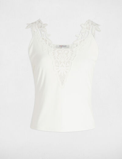 Tanktop met fijne bandjes helder wit vrouw