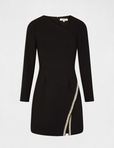 Robe ajustée encolure asymétrique noir femme