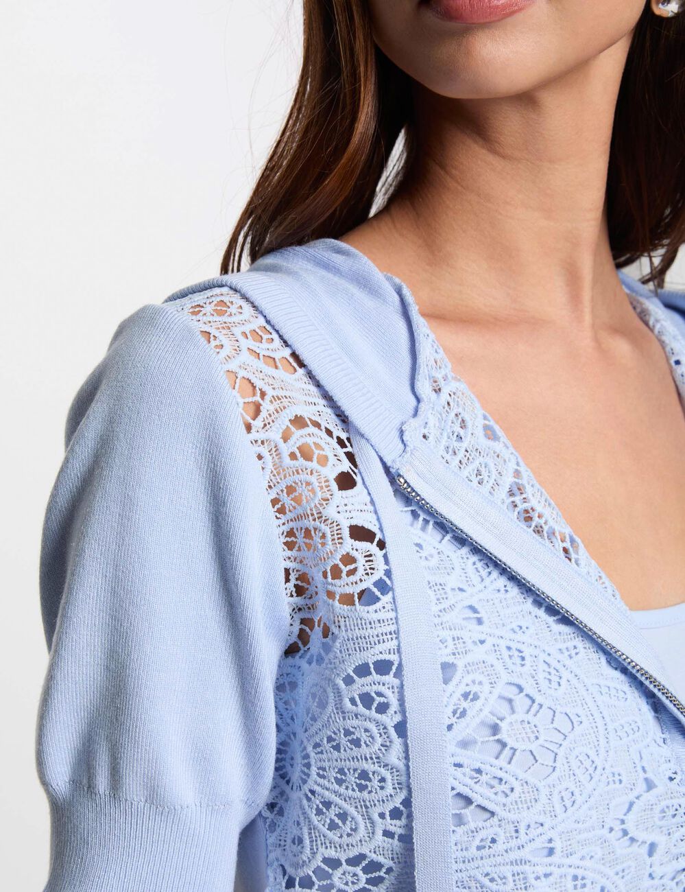 Vest met korte mouwen en capuchon hemelsblauw vrouw