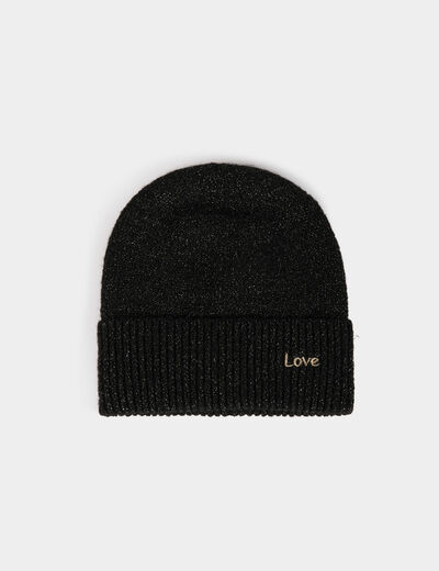 Bonnet fils métallisés noir femme