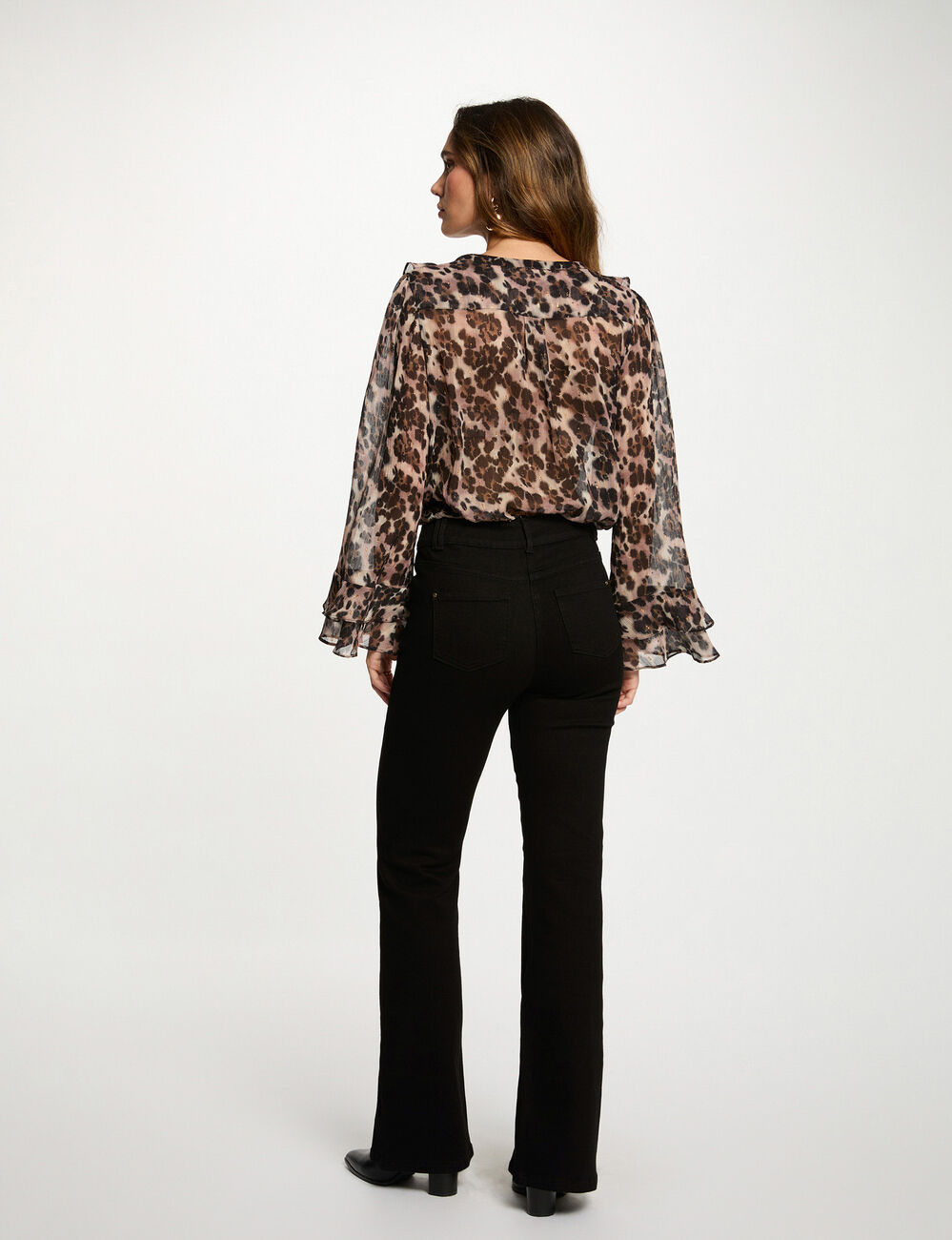 Chemise ajustée col v multicolore femme