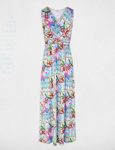 Lange jurk met decollet&eacute; meerkleurig vrouw